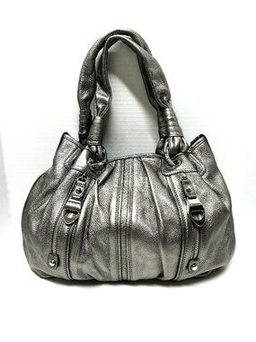 B.Makowsky silver pebble leather shoulder bag